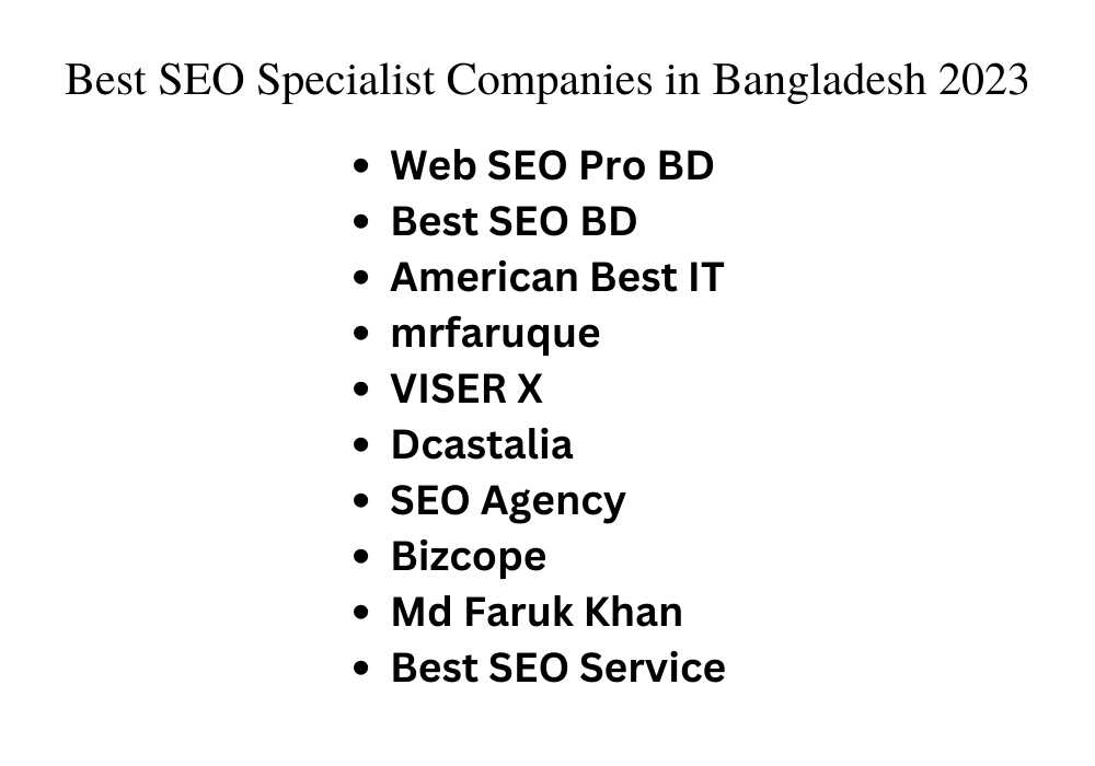 Best SEO Specialist Companies in Bangladesh 2023